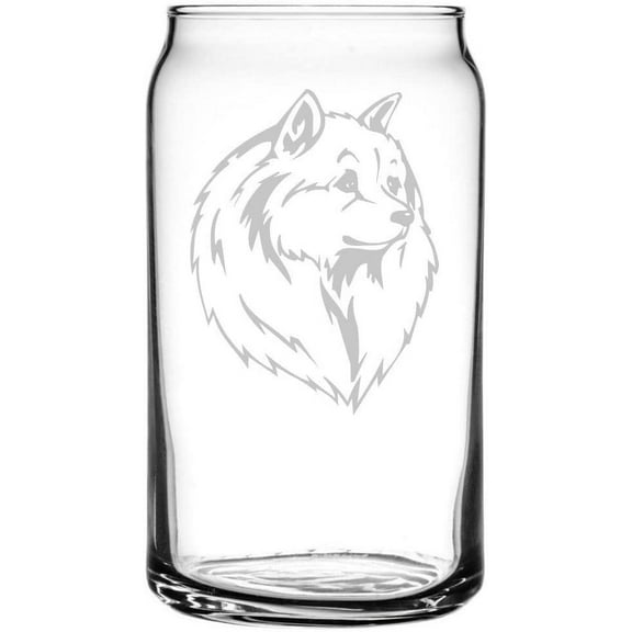 Volpino Italiano Dog Themed Etched All Purpose 16oz Libbey Can Glass