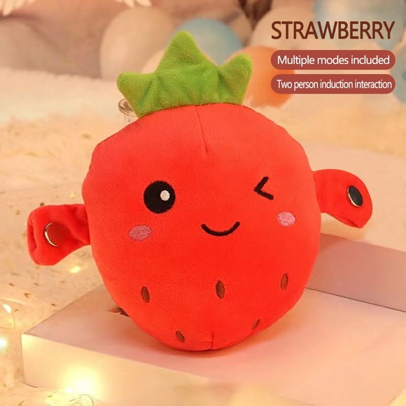 Volra Soft Plush Musical Sensory Toys, Interactive Plush Toys with Sounds, Skin Touch Activated Sound Doll, Dual Mode Educational Toys, Fruit Style Gift for K*ids All Ages (red strawberry )