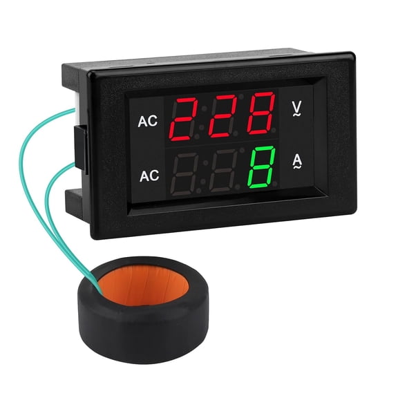 Volt Amp Meter, AC 500V 500A Digital Voltmeter Ammeter Panel, 0.39 Inches LED 2in1 Multimeter, 2-Wire Voltage Amperage Tester Gauge with Current Transformer