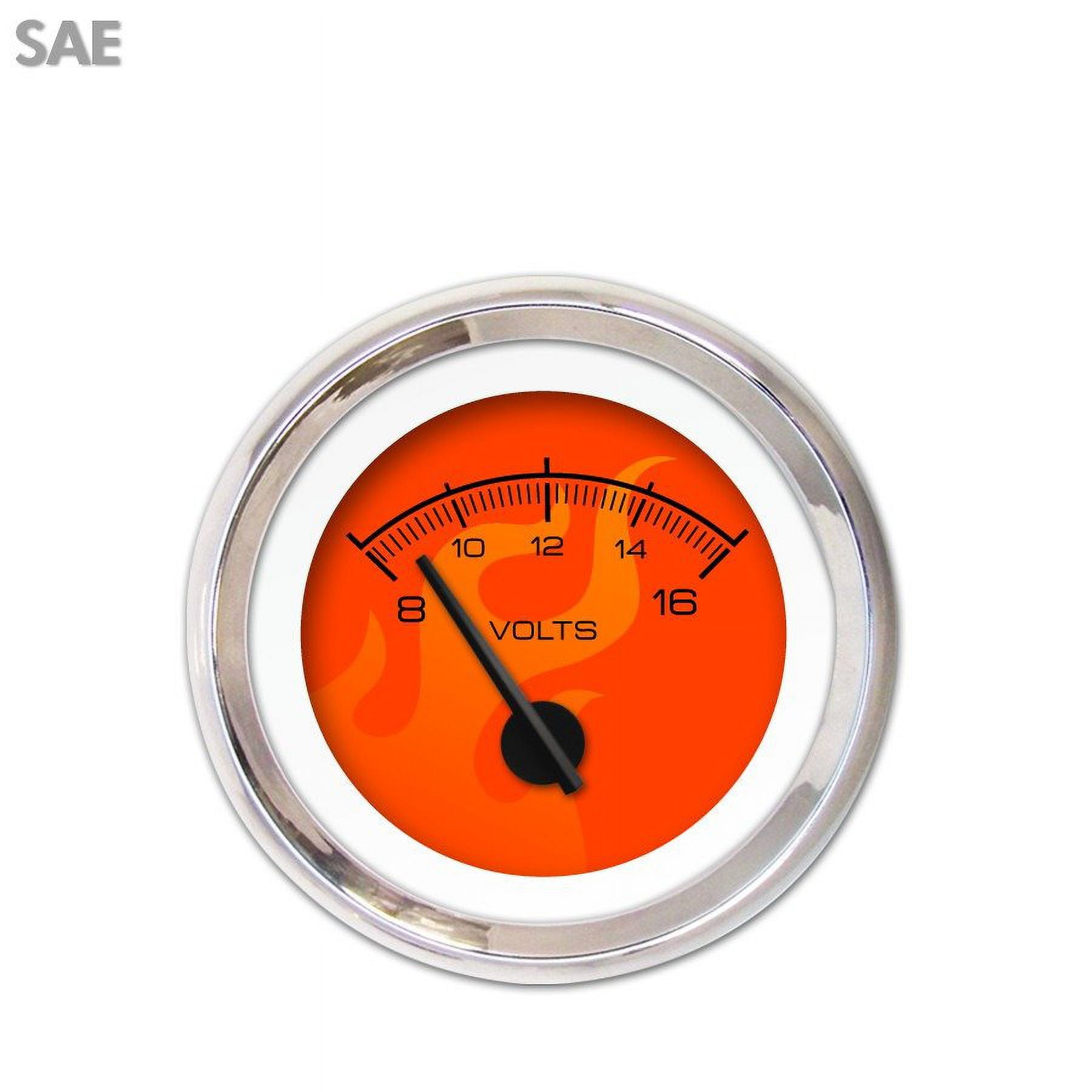 Volt Gauge SAE Ghost Flame Red, Black Modern Needles, Chrome Trim
