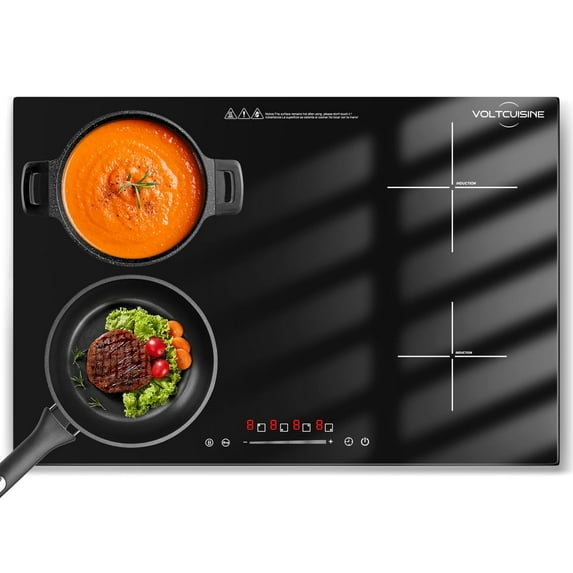 VoltCuisine 30 inch Induction Cooktop, 6600W Hot Plate Electric Stove for Countertop, Precision Top Induction Burner, Powerful with 9 Preset Power Levels, Child Safety Lock, Timer with Mat