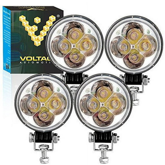 Voltage Automotive LED 3 Inch Round Fog Light 12W 6000K Spot Light, 4 Pack