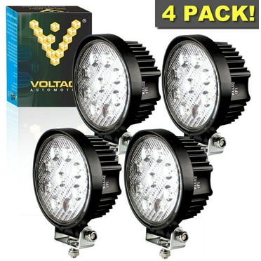 Voltage Automotive LED 4" Inch Round Work Light 27W Flood Spot Work Light For Tractor Boat Truck ATV Golf Cart,Pack of 4