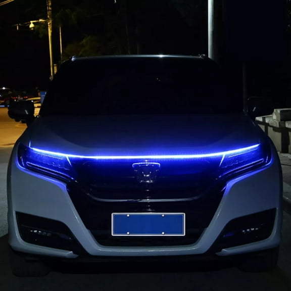 Voltage Automotive New Universal Start-scan LED Car Hood Light Flexible Daytime Running Lights Strip Deacorative Lamp Accessories,Blue