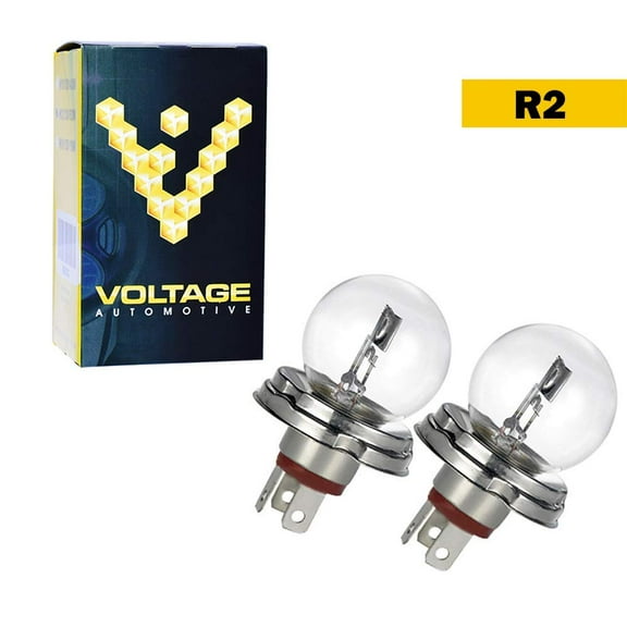 Voltage Automotive R2 Headlight Bulb P45t Base - For Classic BMW VW Beetles Porsche Trucks Vehiccles Construction Equipment Scooters Tractors,1 Pair