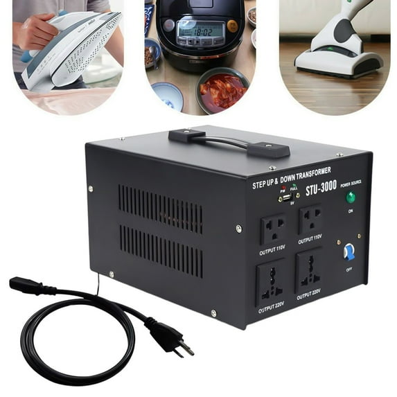 Voltage Converter Transformer 3000W, 110V/220V Output with USB Port, Metal Case for Safe Conversion of Electrical Appliances
