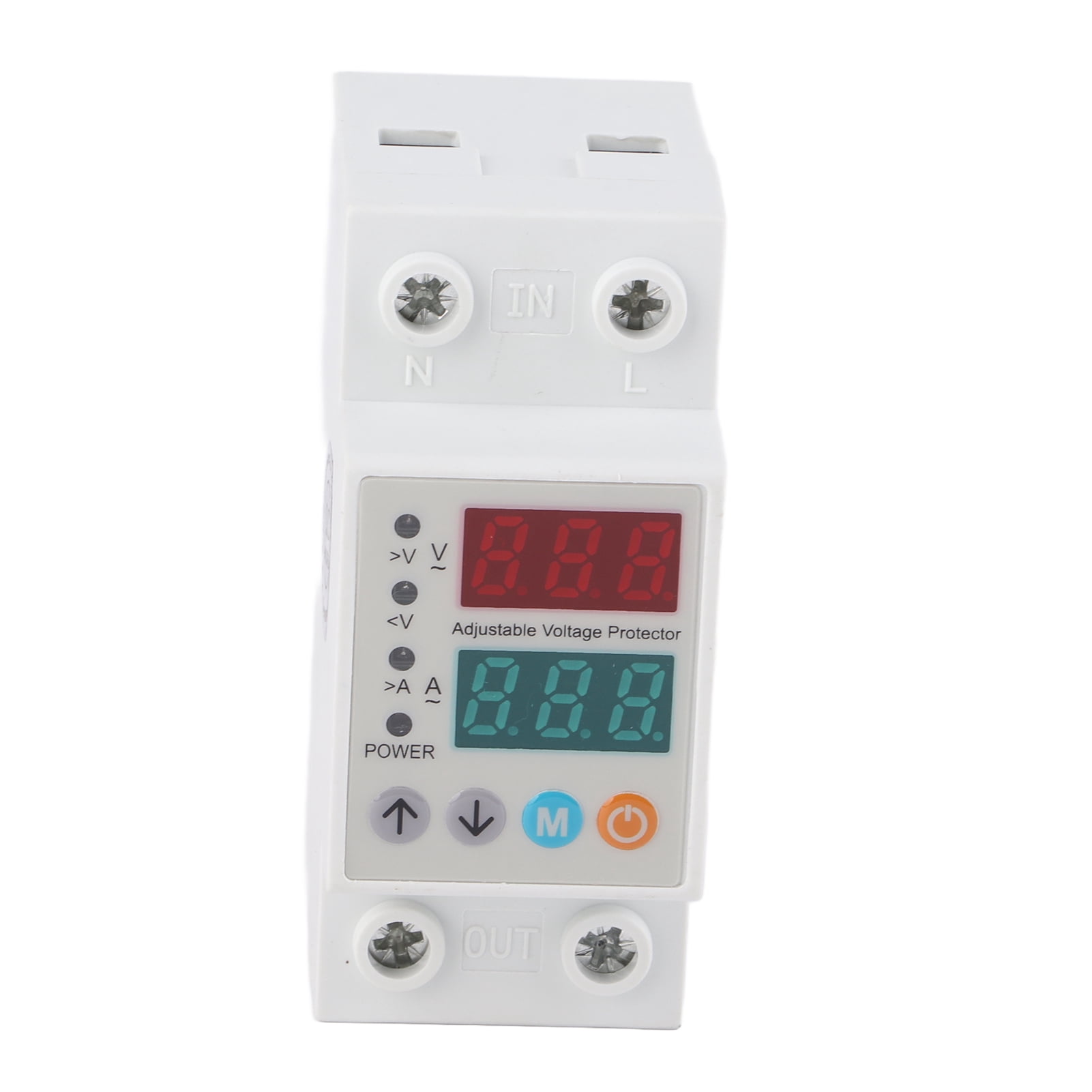 Voltage Current Protector, LED Display Adjustable Voltage Protective Device over Under Voltage Protective Device Auto Recovery Protector Din Rail Mount 80a 2P 220V