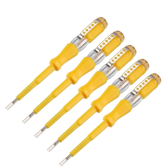 Voltage Test Screwdriver AC100-500V Slot Neon Tube Tester Yellow 5pcs