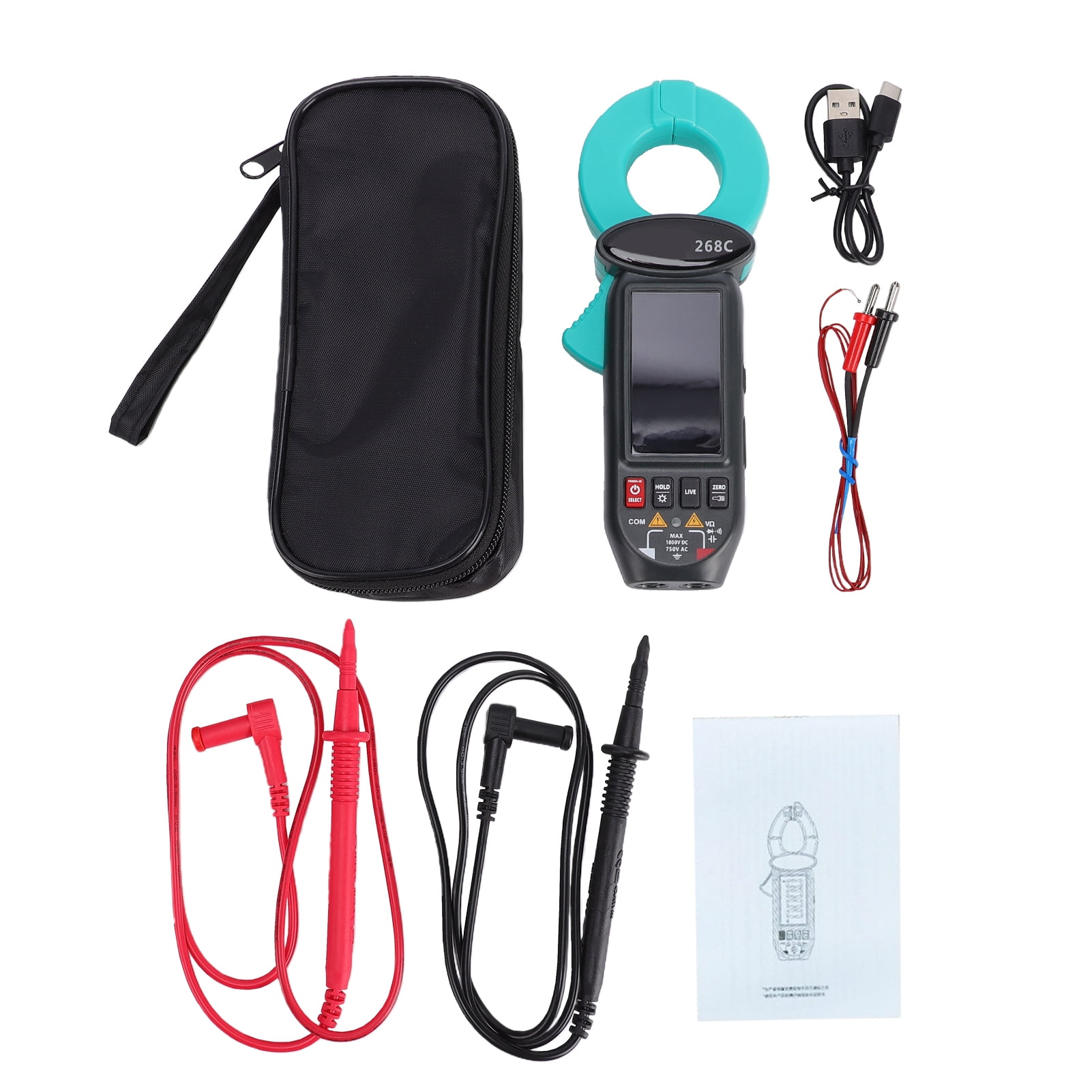 Voltage Tester Clamp Electrical Clamp Meter, Digital Clamp Multimeter Voltage Tester TRMS 5999 Counts Current Tester, Voltmeter Measures AC DC Voltage Current Capacitance Temperature Diode Continuity