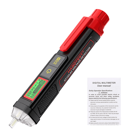 Voltage Tester, HT103 Non-Contact Voltage Detector, Electrical Tester, AC 12V-/70V-1000V, Dual-Range, LCD Display in Percentage, Buzzer Alarm, Live Wire Test, Wire Breakpoint Finder - black