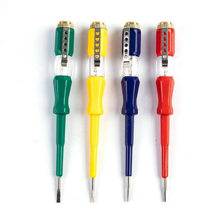 Voltage Tester Screwdriver 1PCS Contact Voltage Tester Pen Light Circuit Tester Voltage Detecter Pen Electric Test Pen Screwdriver Dual Head Slot AC