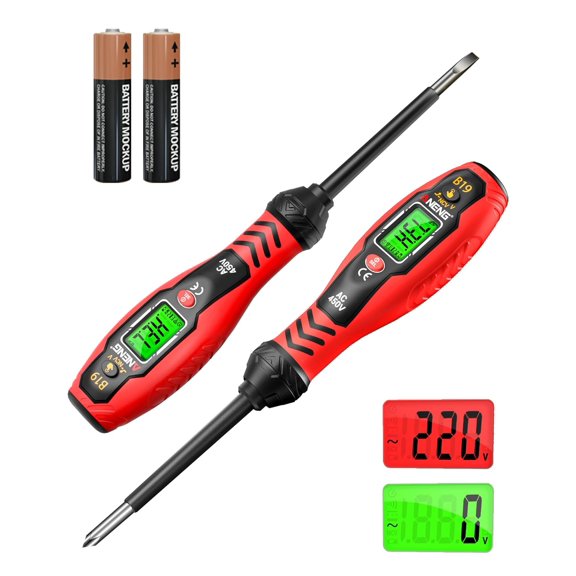Voltage Tester with Screwdriver Electrical Tester Tool Non Contact Voltage Detector Dual Range AC 11V/30V-1000V,Live/Null Wire Electric Tester with LCD Dplay,Buer Alarm,Breakpoint Finder