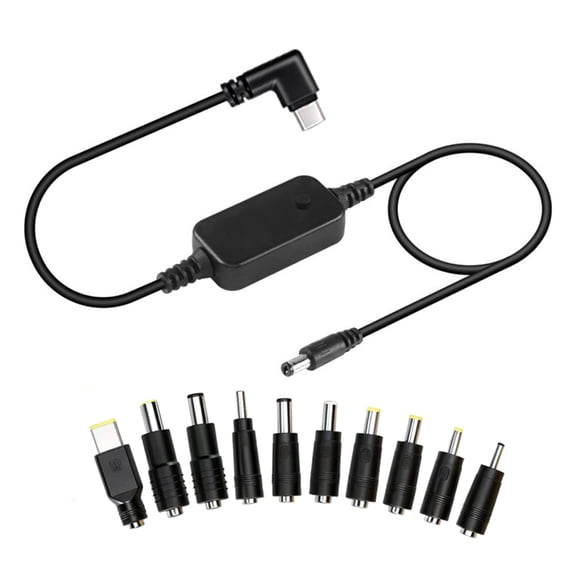 Voltages Control Type C to DC5.5 Charging Cable +10 Adapters 5V-20V for Various Electronics PVC Cord