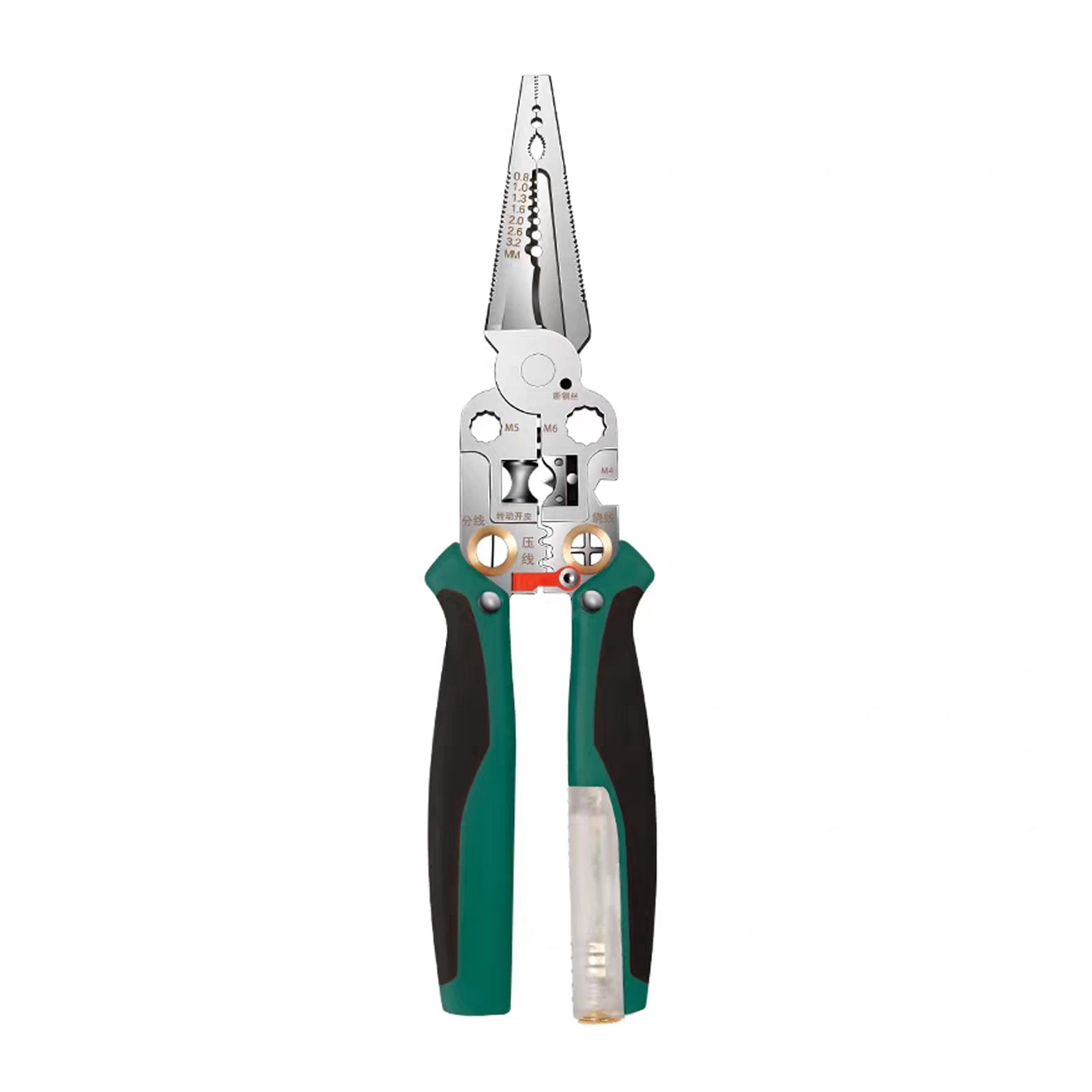 Voltages Sensing Wire Stripper Crimper Cutter Tool Professional Steel Blade AntiSlip Handle For Electricians