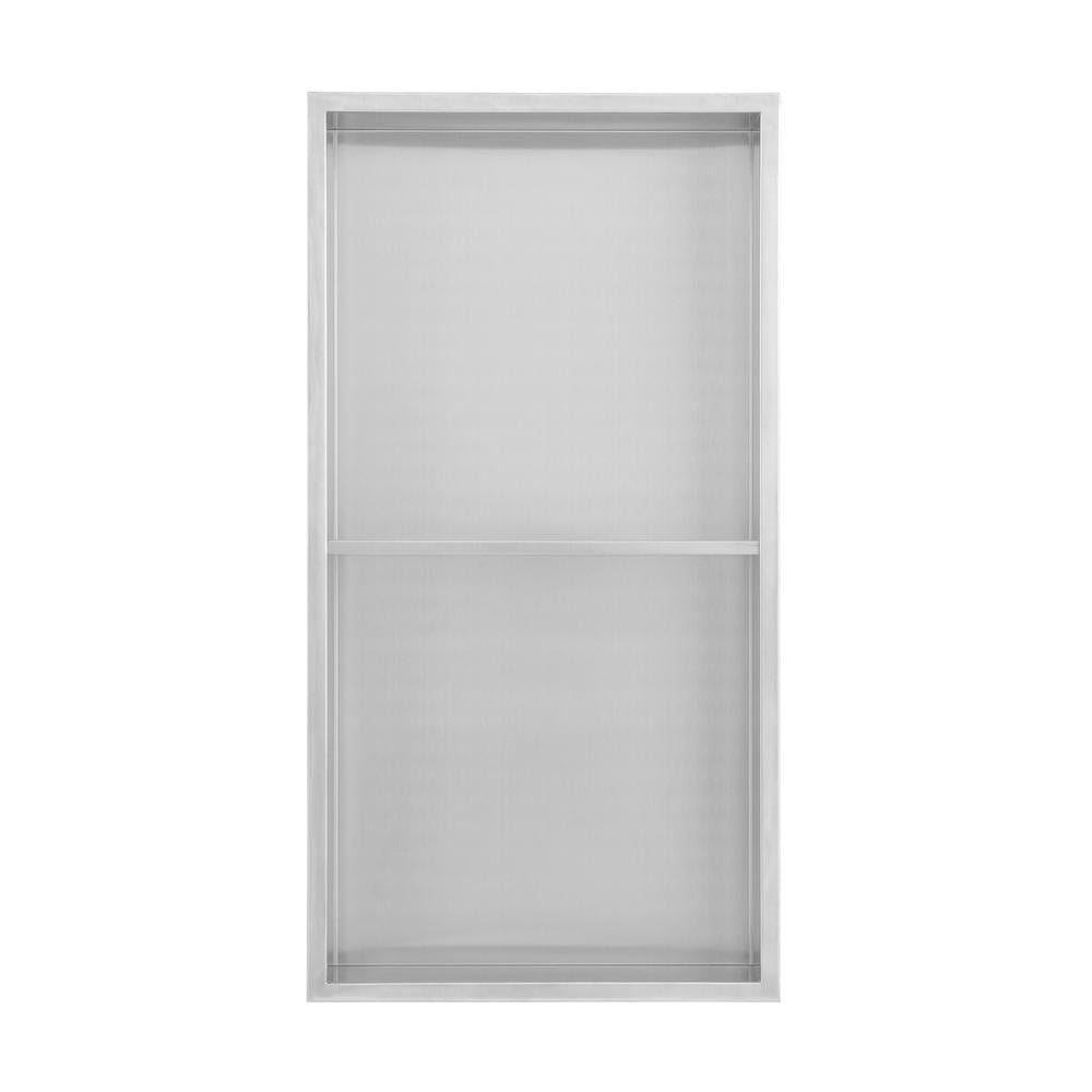 Voltaire Matte Chrome Stainless Steel Double Shelf Wall Niche