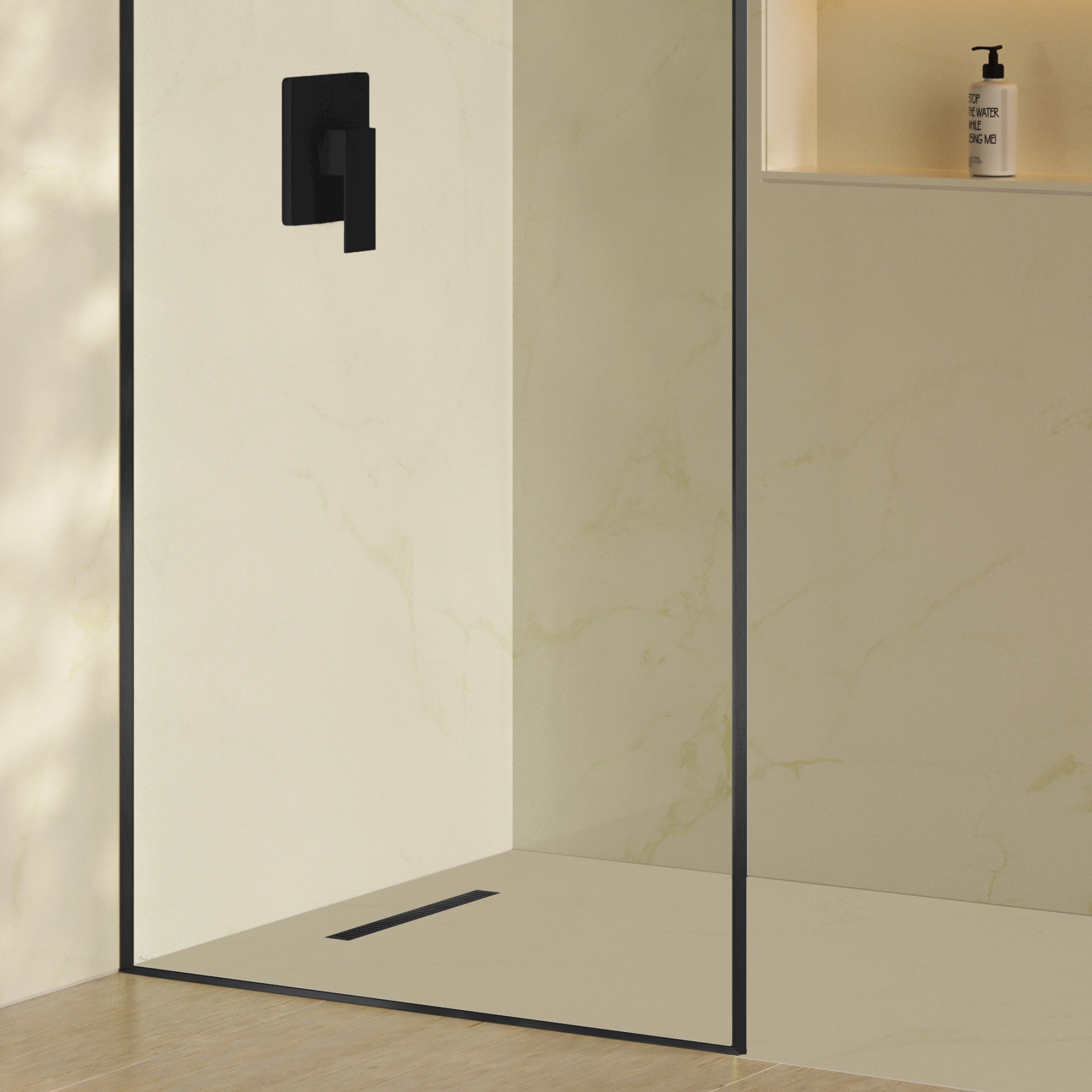 Voltaire 18" Stainless Steel Linear Shower Drain in Matte Black