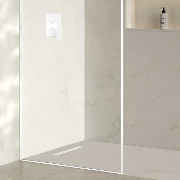 Voltaire 18" Stainless Steel Linear Shower Drain in Matte White