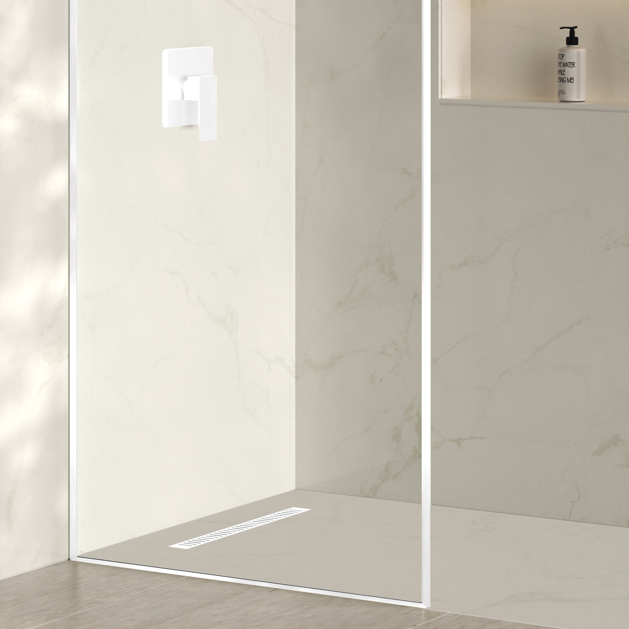 Voltaire 24" Stainless Steel Linear Shower Drain in Matte White