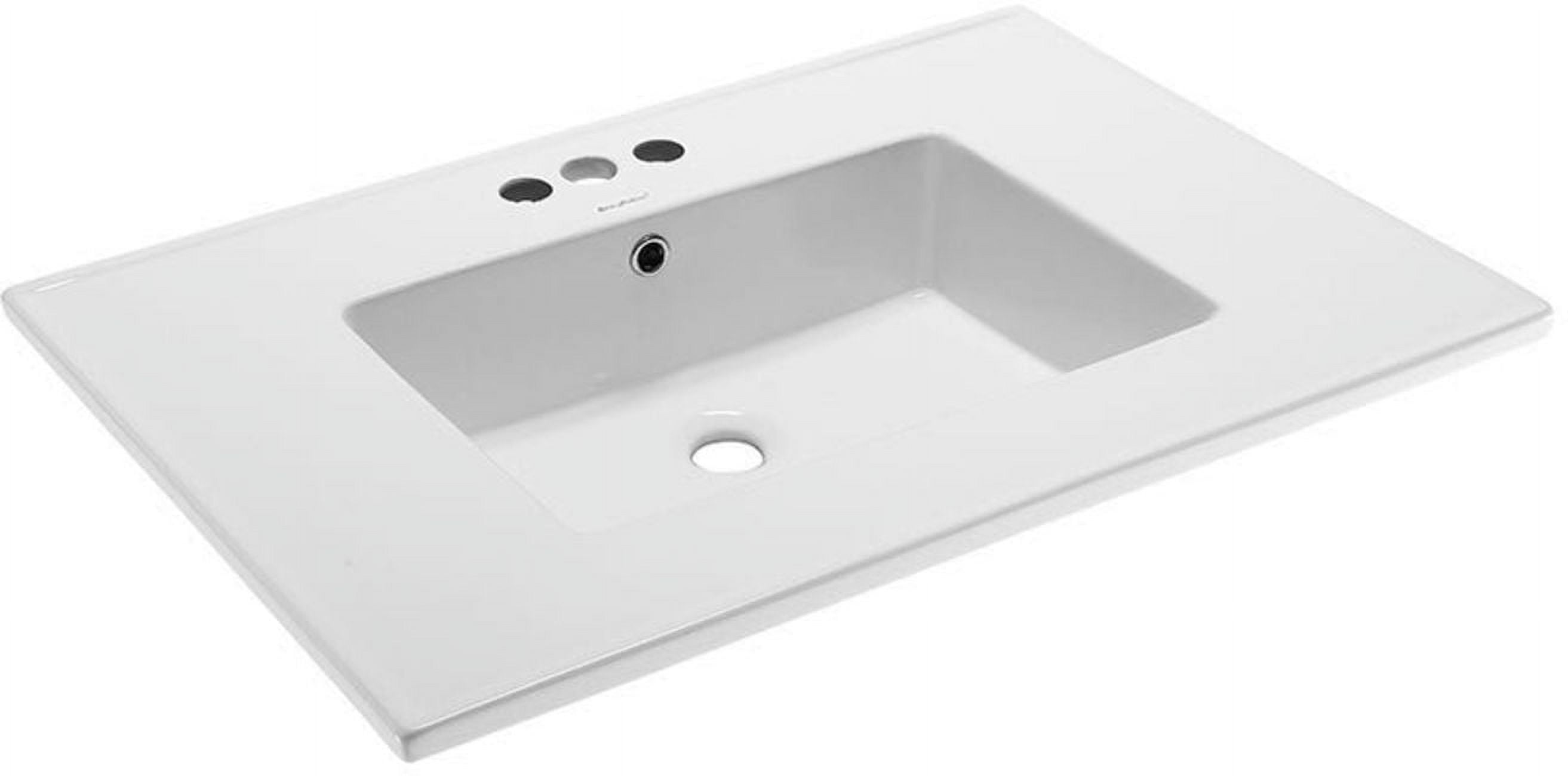 White Ceramic 31" Vanity Top Sink with Centerset Faucet Holes