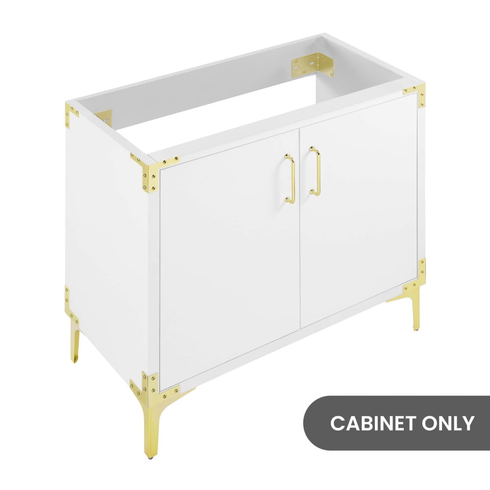 Voltaire 36" Single, Bathroom Vanity in White with Gold Hardware ...