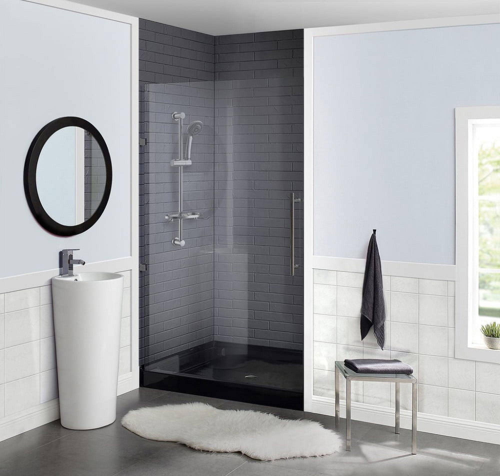 Voltaire 36" x 36" Glossy Black Acrylic Shower Base