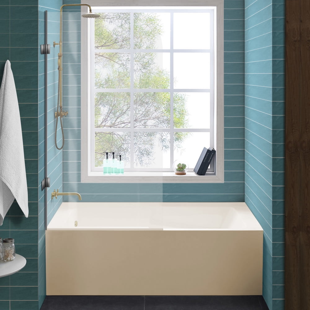 60 Inch Bath Tub By Duravit, 700406000000090 D-Code, Drop In Acrylic With Left Drain And Overflow In White | Home Perfect