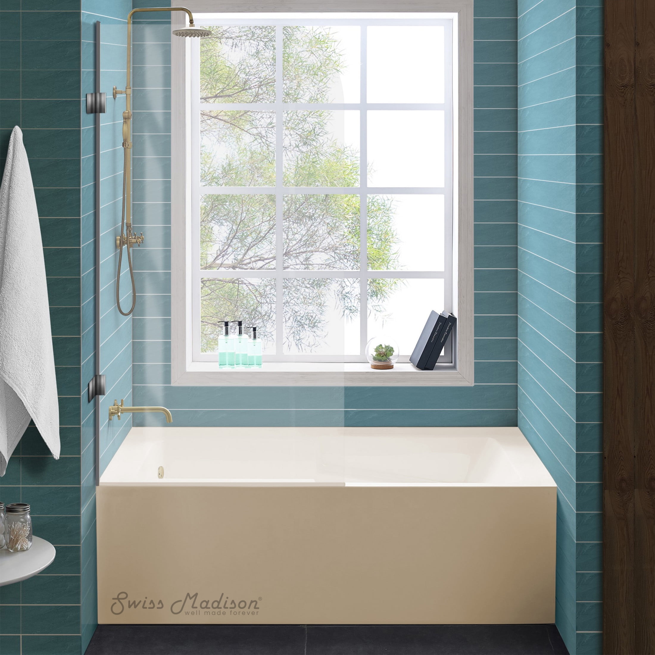 Voltaire 60" x 32" Left-Hand Drain Alcove Bathtub with Apron in Bisque