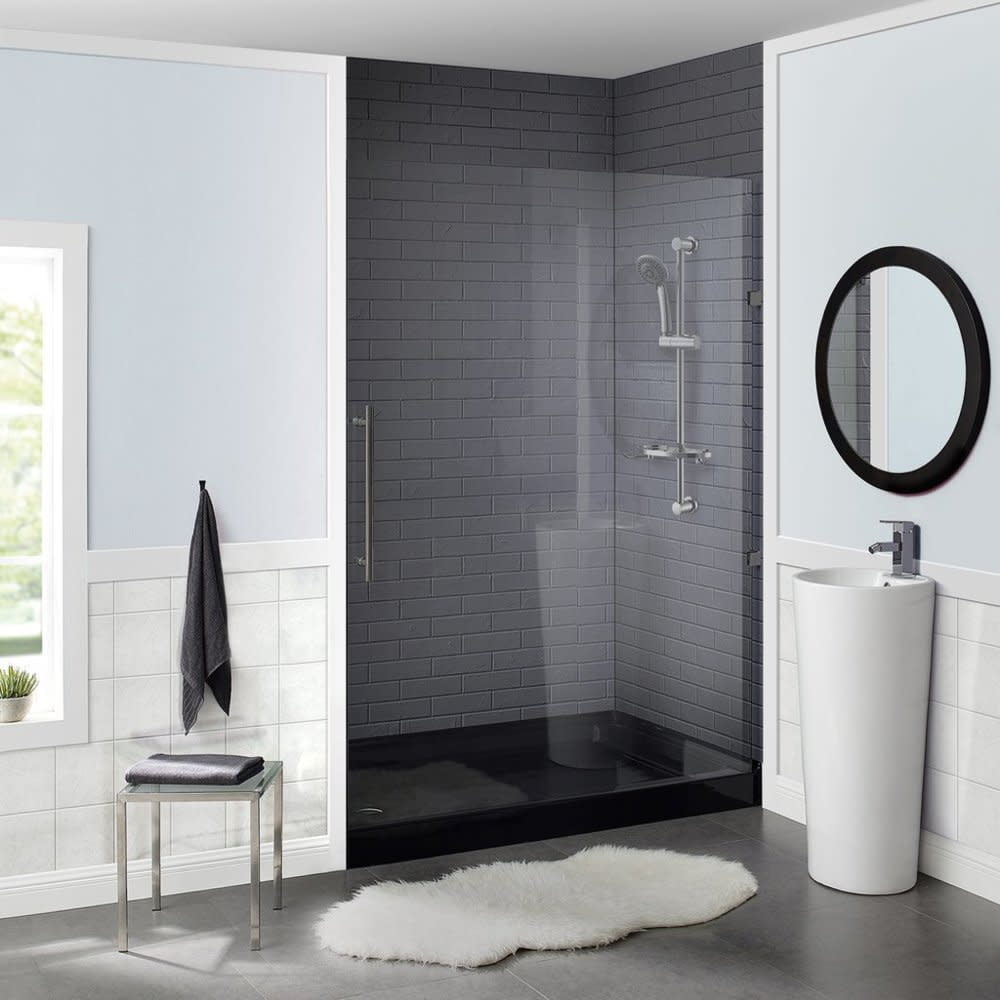 Voltaire 60" x 36" Black Acrylic Single-Threshold Shower Base