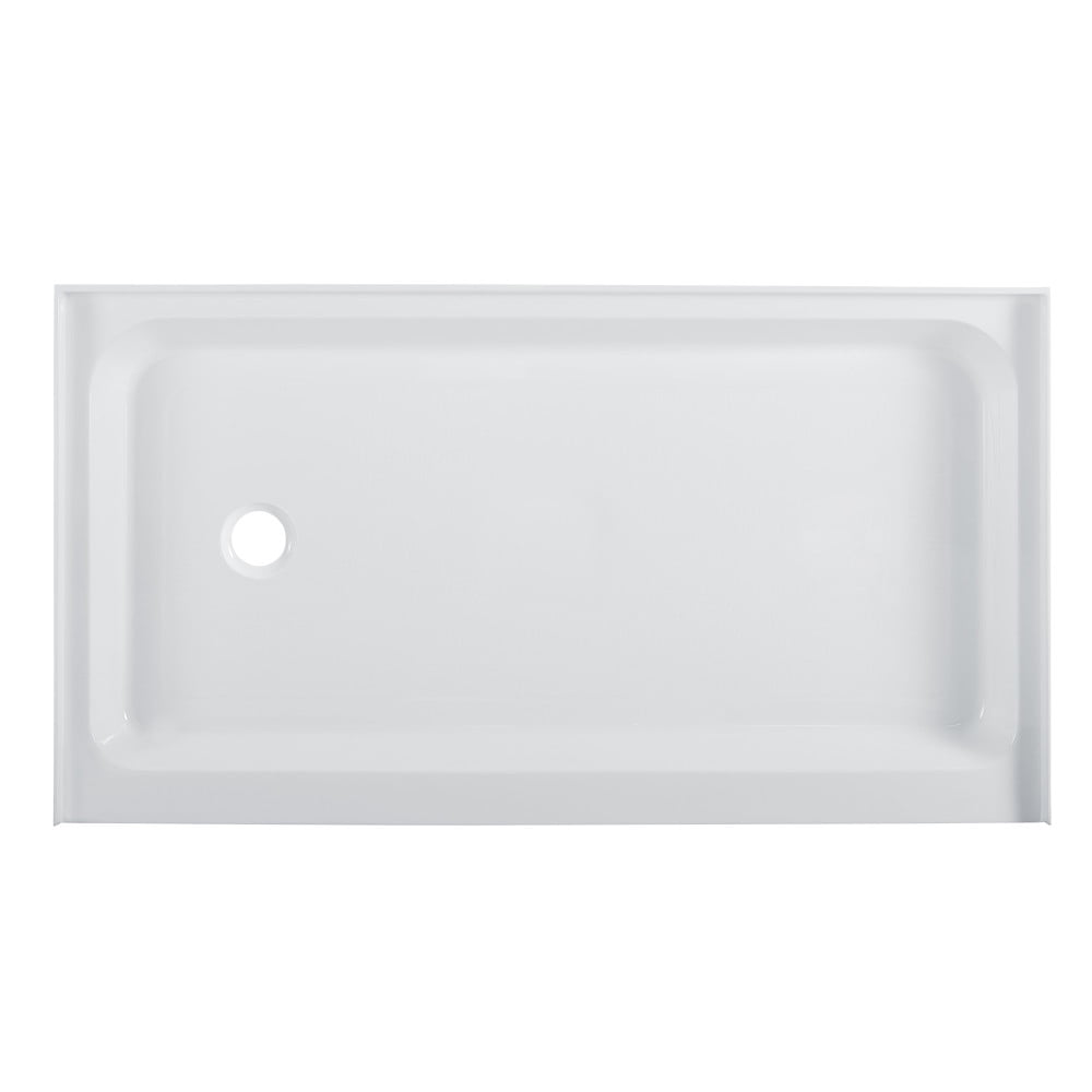 Voltaire 60" x 36" White Acrylic Single-Threshold Shower Base