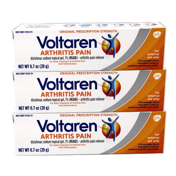 Voltaren Topical Gel 1%, Arthritis Pain Relief, Travel Size 0.7 Ounce - 3 Pack