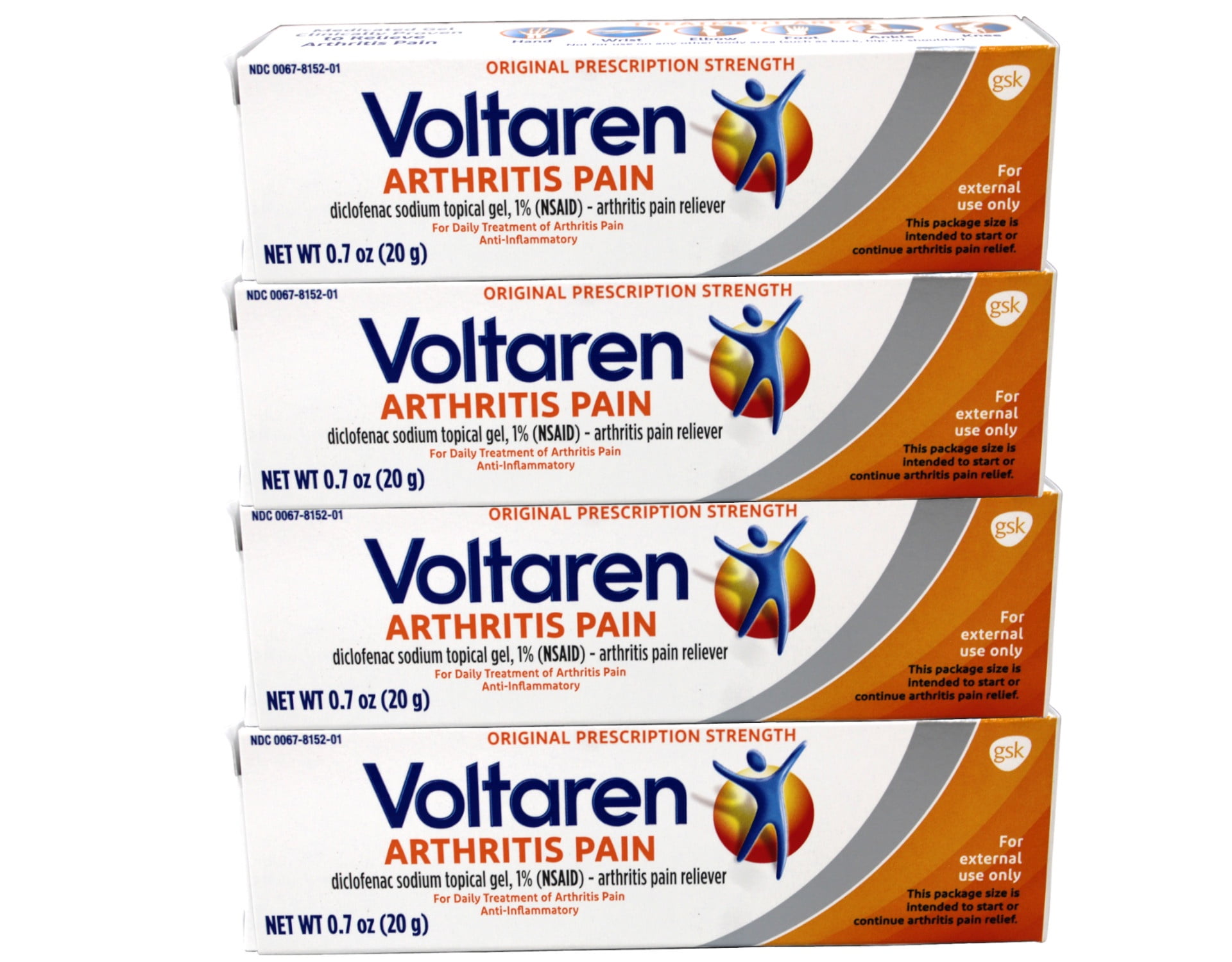 Voltaren Topical Gel 1%, Arthritis Pain Relief, Travel Size 0.7 Ounce - 4 Pack
