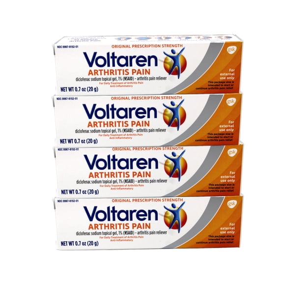 Voltaren Topical Gel 1%, Arthritis Pain Relief, Travel Size 0.7 Ounce - 4 Pack