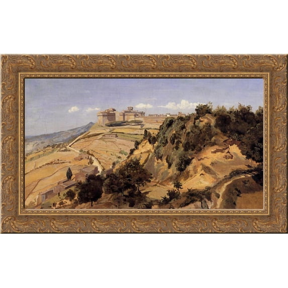Voltarra the Citadel 24x16 Gold Ornate Wood Framed Canvas Art by Camille Corot