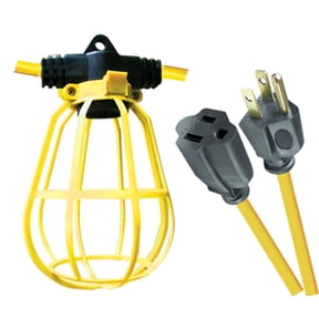 Voltec 100 Ft 14/3 AWG Jobsite String Lights with Plastic Cages, 10 Light Sockets