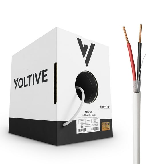 Voltive 18/2 Speaker Wire - CL3 - In-Wall & Direct Burial - OFC - 500FT - White