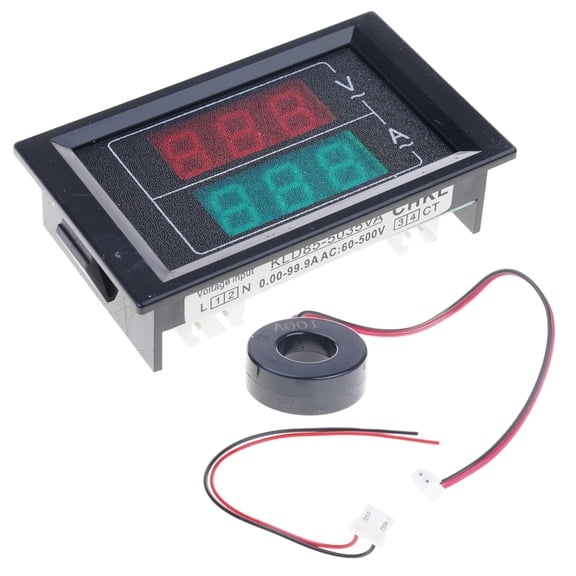 Voltmeter Ammeter Double Digital Display Voltages Current Meter Panel with Connection Wires Ampere Voltmeter Detector