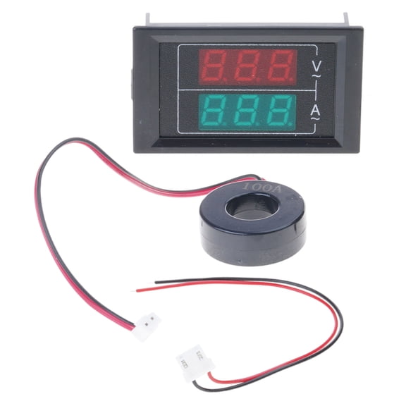 Voltmeter Ammeter Double LED Digital Display Voltage Current Meter Panel with Connection Wires Ampere Voltmeter Detector