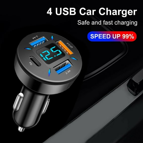 Voltmeter Car Cigar Charger Lighter Car Charger 12V/24V Black 4USB New