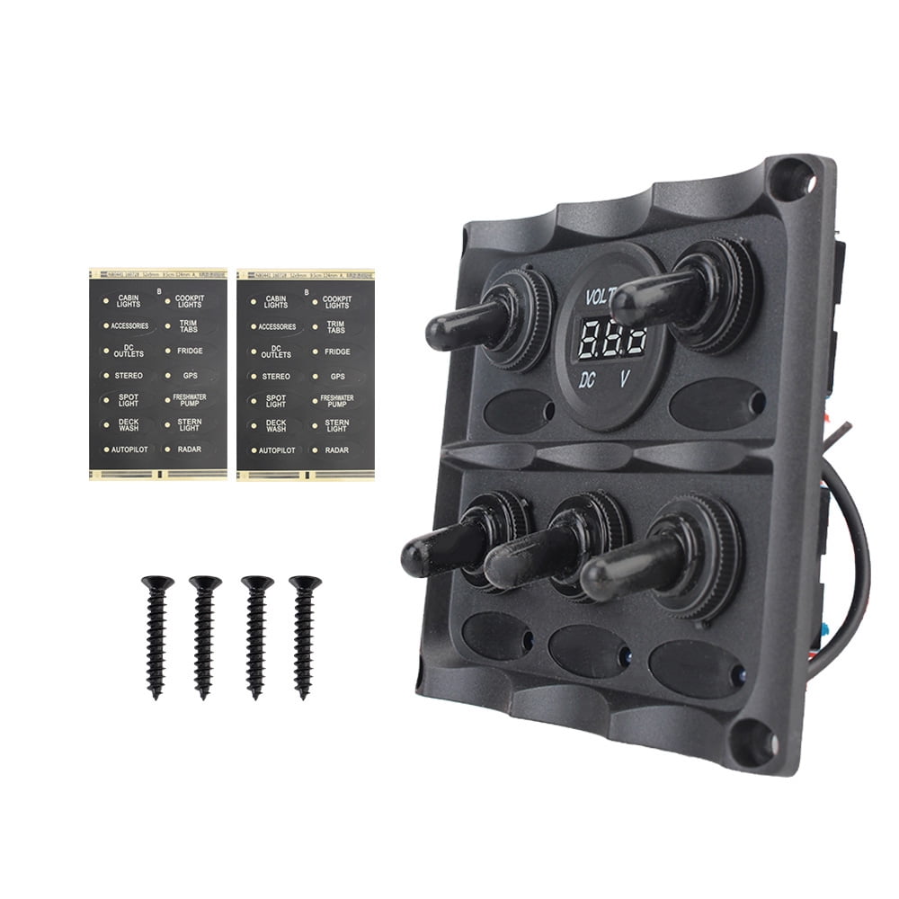 Thlevel 6 In 1 Car Charger Switch Panel, 12V Dual USB Power Outlet Socket Blue Led Voltmeter Illuminated Toggle Rocker Switch Panel For Rv Truck Marine Boat Trailer Vehicles Yacht Suv - Foto 8