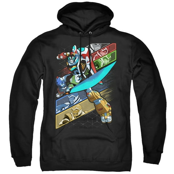 Voltron Crisscross Unisex Adult Pull-Over Hoodie, Black, Medium