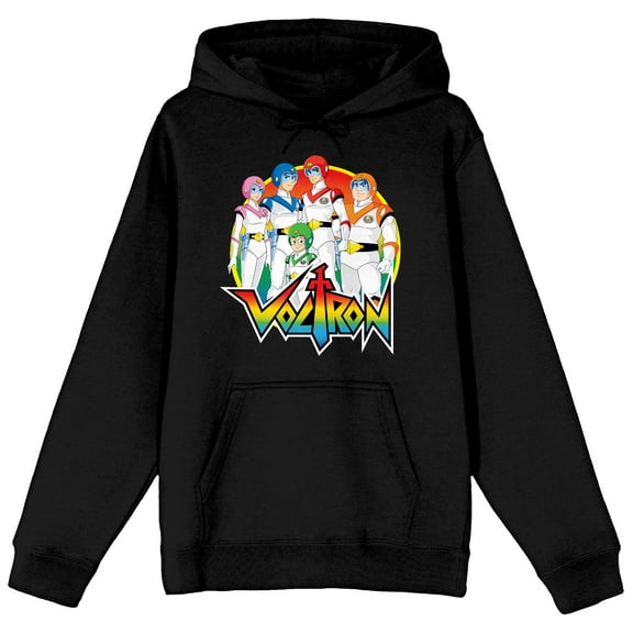 Voltron Defender Of The Universe Pilots Long Sleeve Black Hooded Sweatshirt-Medium