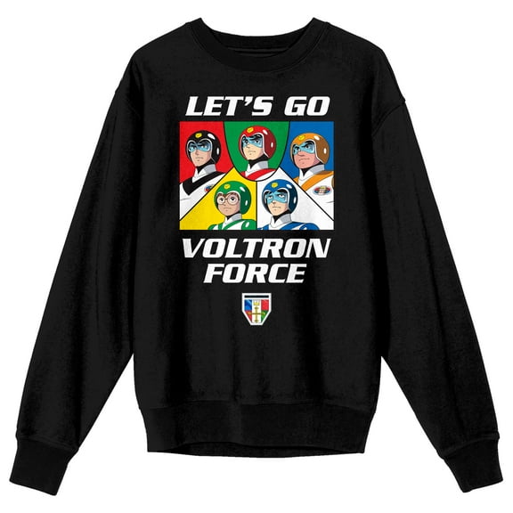 Voltron Let's Go Voltron Force Crew Neck Long Sleeve Black Adult Sweatshirt-Small