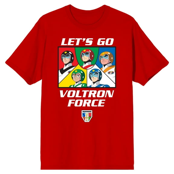 Voltron Let's Go Voltron Force Crew Neck Short Sleeve Red Men's T-shirt-Large