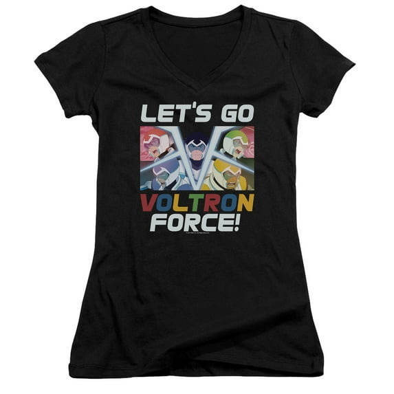 Voltron - Lets Go - Juniors Cap Sleeve V-Neck Shirt - Large