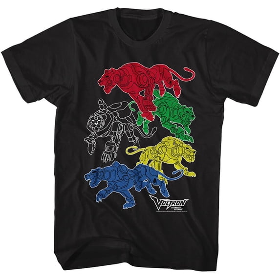 Voltron Lions Black Adult T-Shirt 4Xlt