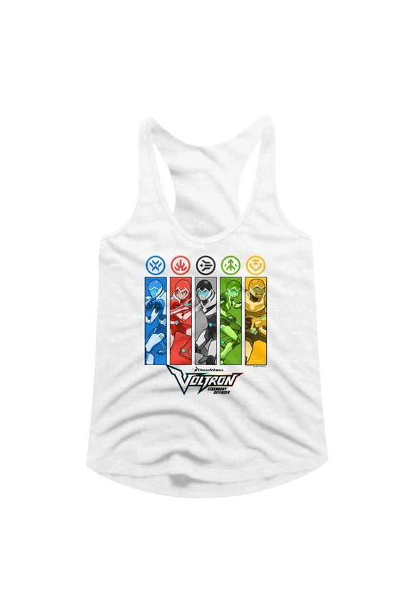 Voltron Rectangles And Icons White Ladies Slimfit Racerback Xl