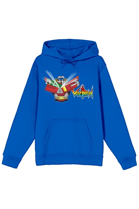 Voltron Robot & Logo Long Sleeve Royal Blue Adult Sweatshirt-Large