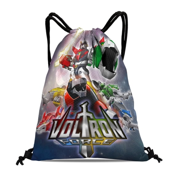 Voltron-theme Drawstring Backpack Sports Gym Bag Water Resistant String Bag Cinch Bag，12‘’X16‘’（30X40cm）