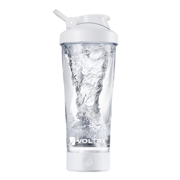 VOLTRX Premium Electric Protein Shaker Bottle, Made with Tritan - BPA Free - 24 oz Vortex Portable Mixer Cup/USB Rechargeable Shaker Cups for Protein Shakes (White)