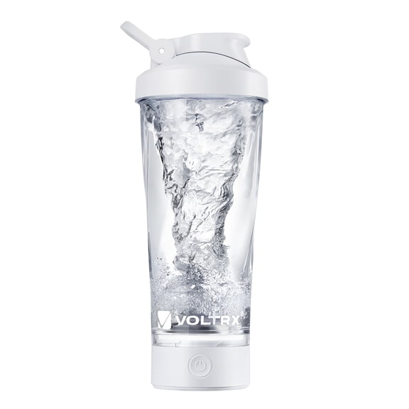VOLTRX Premium Electric Protein Shaker Bottle, Made with Tritan - BPA Free - 24 oz Vortex Portable Mixer Cup/USB Rechargeable Shaker Cups for Protein Shakes (White)